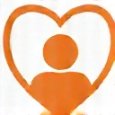 Icon representing customer care, a heart shape cradling a person silhouette