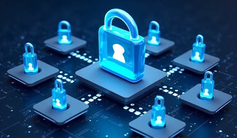 Various types of data flowing into a secure database icon